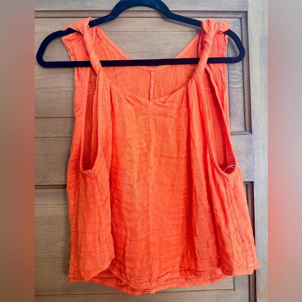 Free People Orange Twisted strap Tank Top!  Size S, Small!  NWOT!
